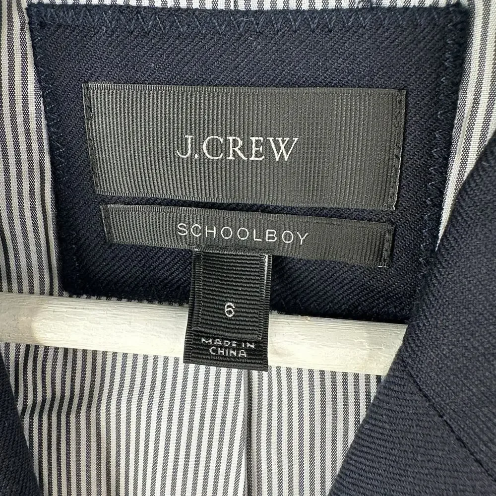 J.Crew Schoolboy Blazer Womens Size 6 Wool Blend Navy Button Preppy Academia￼